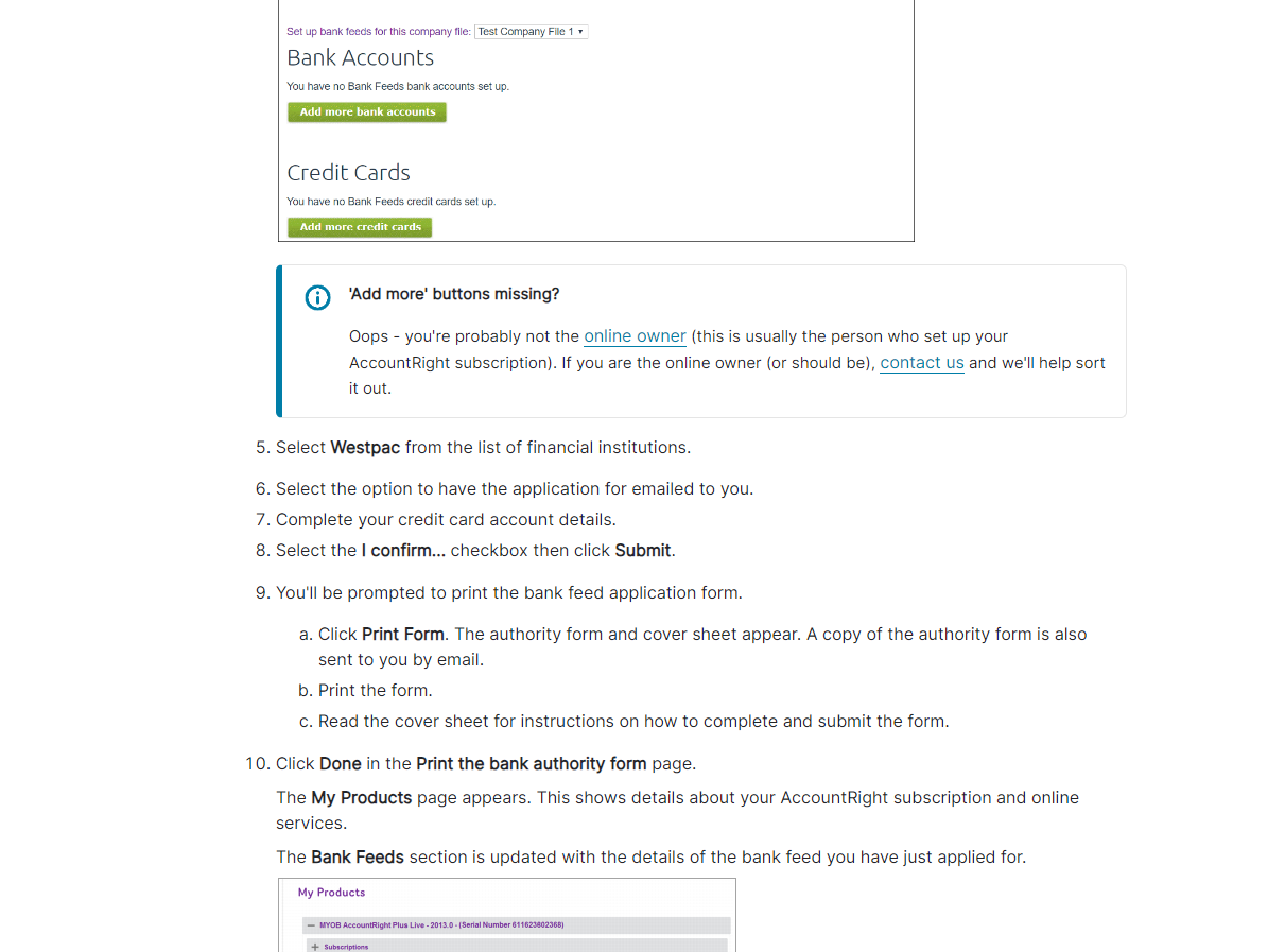 Connecting credit card to bank feed | MYOB Community