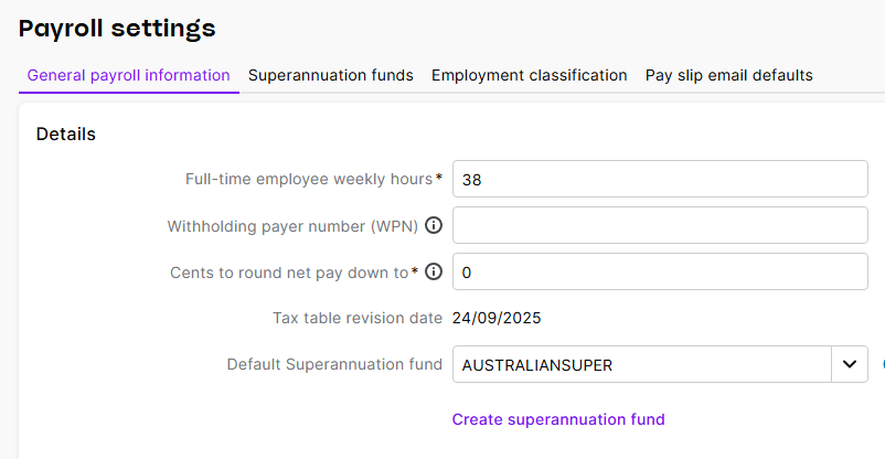 MYOB New Employee Onboarding Default Superfund not set up error message ...