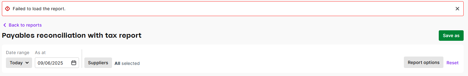 Failed to load the report | MYOB Community