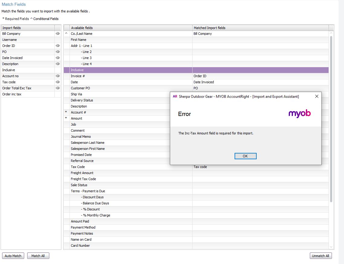 Sales Import Error | MYOB Community
