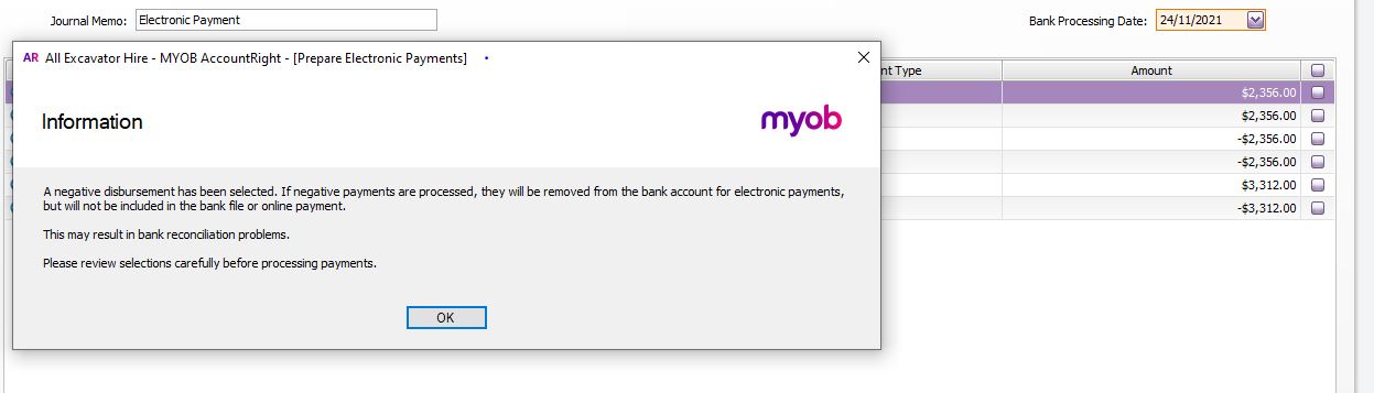Clearing out Electronic Payments for Payroll | MYOB Community