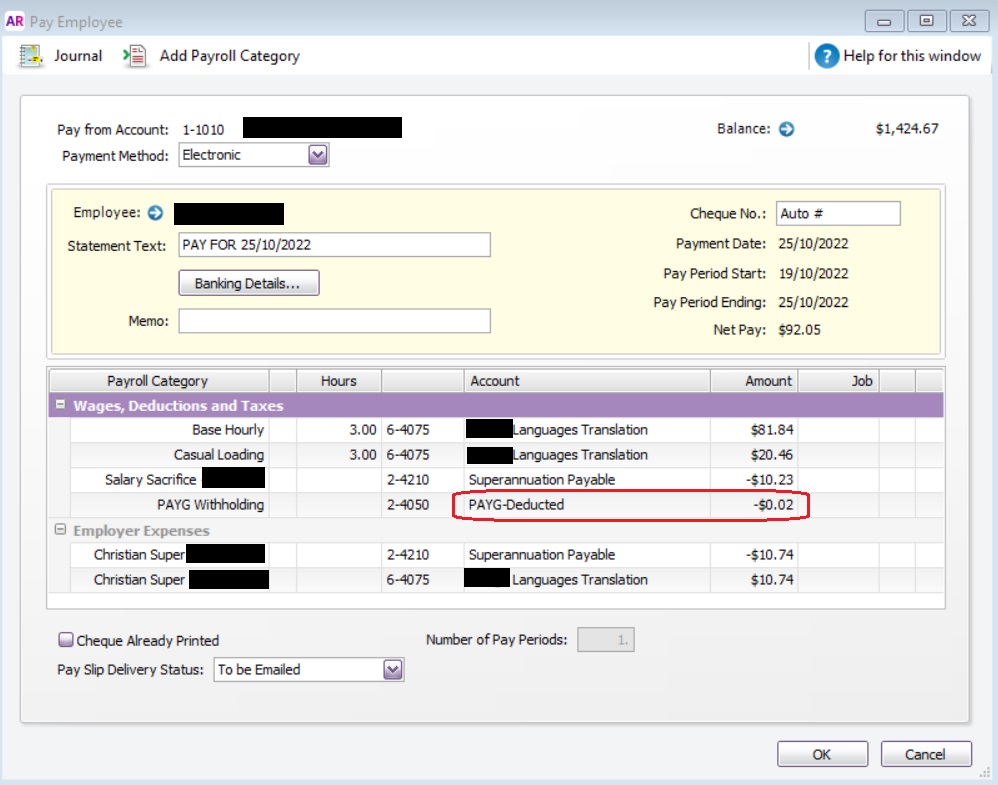 payroll deduction and PAYG error | MYOB Community