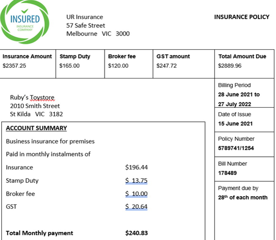 recurring insurance payment | MYOB Community