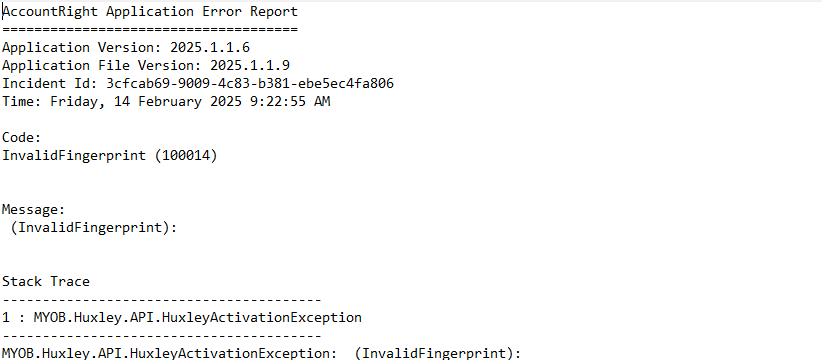 Issues opening an Offline MYOB after upgrade to version 2025.1.0 | MYOB ...