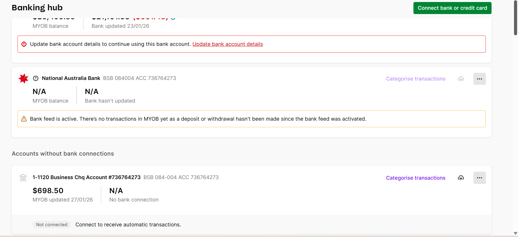 How to add a category to a back feed activated account | MYOB Community